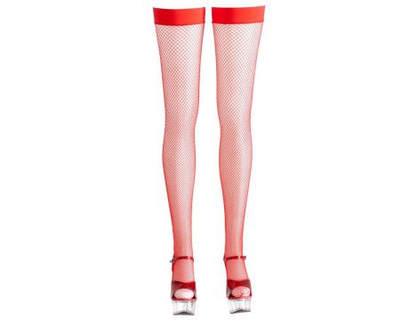 Pończochy z siatki rybackiej Cottelli LEGWEAR czerwone S - 5