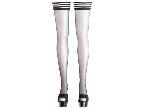 Pończochy samonośne Cottelli LEGWEAR z pasiastą górą czarny - 10