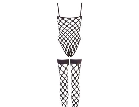 Bodystocking siatkowy z pończochami Rio NO:XQSE czarny SL - 12