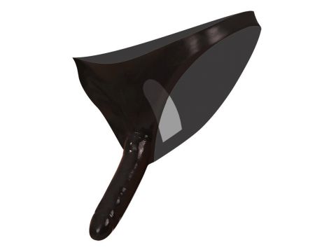 Lateksowe majtki z dildo Late X czarne S L - 9
