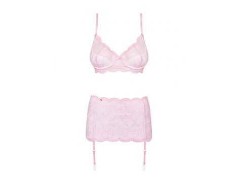 Komplet bielizny Obsessive Girlly dla dużego biustu róż biały L XL - 5