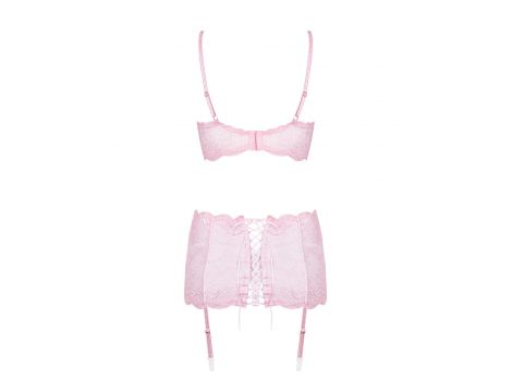 Komplet bielizny Obsessive Girlly dla dużego biustu róż biały L XL - 6
