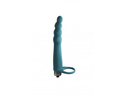 Strap on silikonowy Pure Passion zielony z wibracją 16 cm - 2