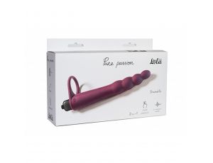 Strap on silikonowy Pure Passion bordowy wibrujący 16 cm