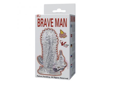 Silikonowa wibrująca przedłużka Baile Brave Man transparentna 14 cm - 3