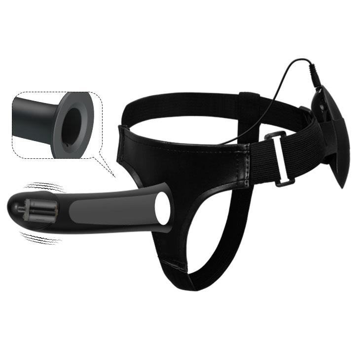 penis na paskach strapon wibrujący z uprzężą 17 cm