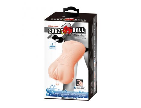 Masturbator waginalny Crazy Bull realistyczny cyberskóra cielisty 13 cm - 8