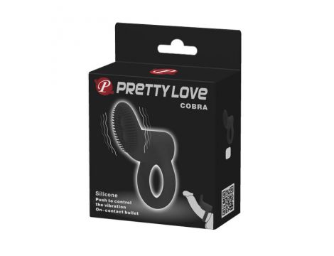 Pierścień wibrujący Pretty Love Cobra z kolcami czarny silikonowy - 7