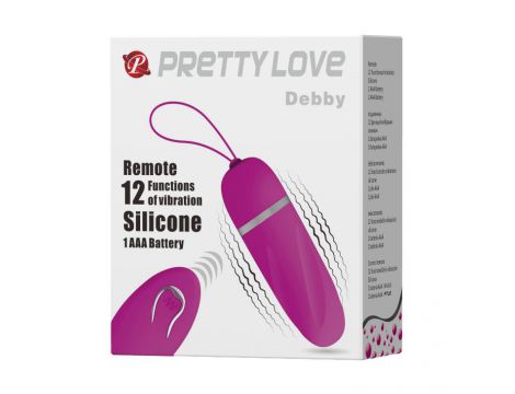 Silikonowe jajeczko wibracyjne Pretty Love Debby 12 funkcji fioletowe 9 cm - 7