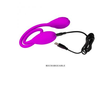 Wibrator podwójny Pretty Love Snaky Vibe silikonowy fioletowy USB 60cm - 7