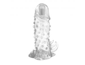 Silikonowa przedłużka wibrująca Baile Brave Man 18 cm transparentna