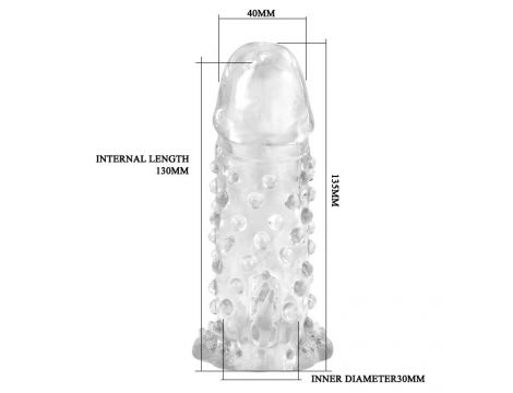 Silikonowa przedłużka wibrująca Baile Brave Man 18 cm transparentna - 4