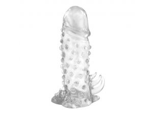 Przedłużka na penisa żebrowana Baile Brave Man transparentna 13.5 cm