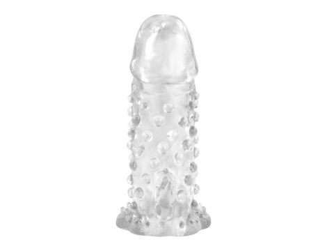 Przedłużka na penisa żebrowana Baile Brave Man transparentna 13.5 cm - 2
