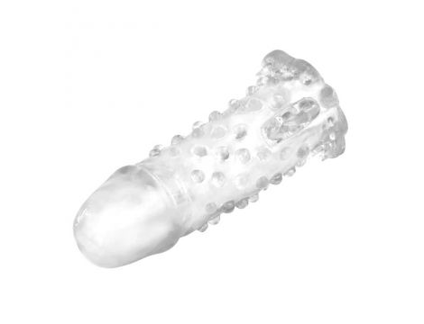 Przedłużka na penisa żebrowana Baile Brave Man transparentna 13.5 cm - 3