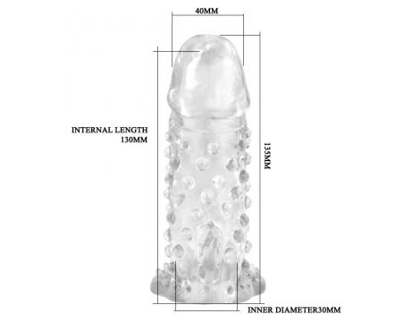 Przedłużka na penisa żebrowana Baile Brave Man transparentna 13.5 cm - 4