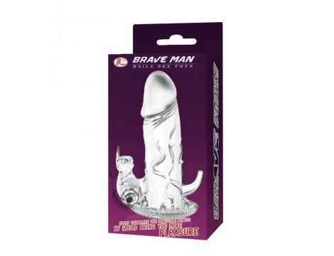 Przedłużka wibrująca na penisa z króliczkiem Baile Brave Man - 6