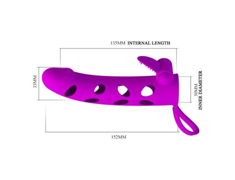 Wibrująca przedłużka silikonowa na penisa z paskiem Pretty Love czarna 17cm - 4