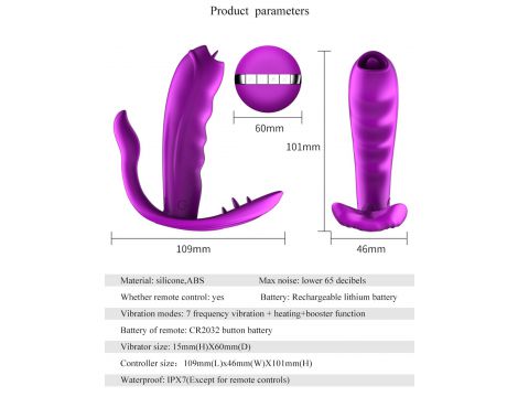 Stymulator silikonowy do majtek Fox USB 7 funkcji z ogrzewaniem - 23