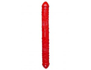 Podwójne elastyczne dildo EasyLove czerwone 33,5 cm