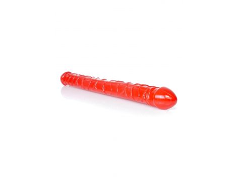 Podwójne elastyczne dildo EasyLove czerwone 33,5 cm - 2