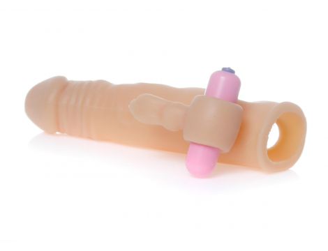 Przedłużka wibrująca realistyczna z stymulatorem EasyLove 18,5 cm - 5