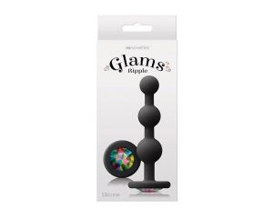 Korek analny silikonowy Glams Ripple Rainbow Gem czarny
