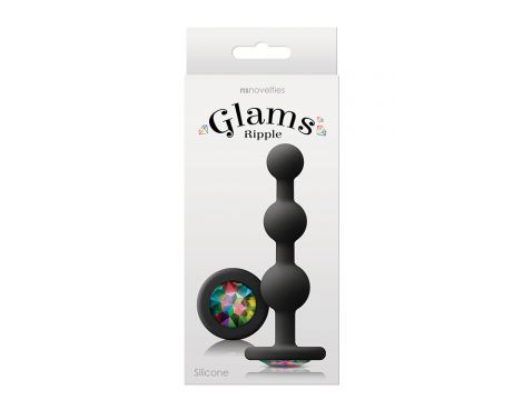 Korek analny silikonowy Glams Ripple Rainbow Gem czarny - 4