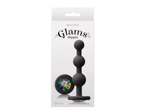Korek analny silikonowy Glams Ripple Rainbow Gem czarny