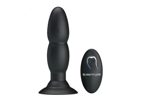 Wibrujący korek analny Pretty Love koralikowy czarny 13,5 cm USB - 2