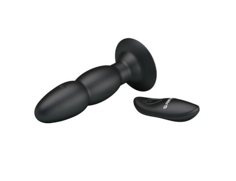Wibrujący korek analny Pretty Love koralikowy czarny 13,5 cm USB - 3