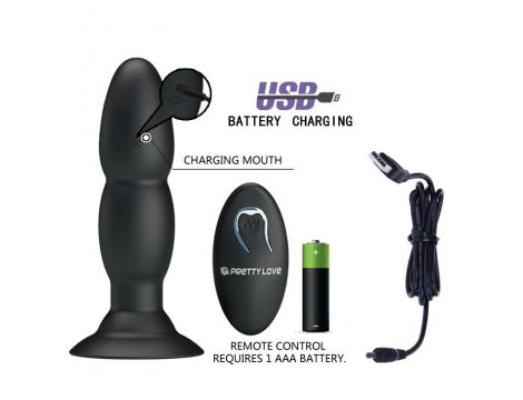 Wibrujący korek analny Pretty Love koralikowy czarny 13,5 cm USB - 5