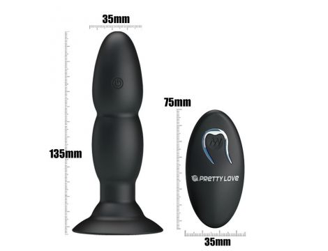 Wibrujący korek analny Pretty Love koralikowy czarny 13,5 cm USB - 6