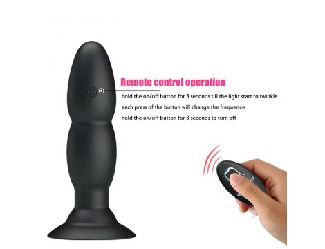 Wibrujący korek analny Pretty Love koralikowy czarny 13,5 cm USB - 8
