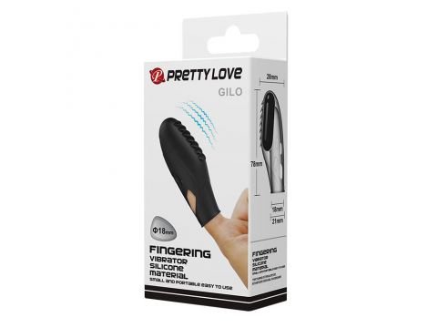 Silikonowy wibrator na palec Pretty Love GILO 18mm czarny 8cm - 9