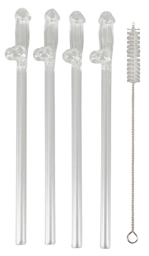 glass drinking straw willy x 4