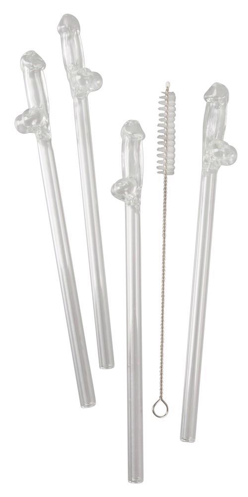 glass drinking straw willy x 4