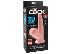 Dildo z cyberskóry King Cock Plus z kołyszącymi jądrami 19,5 cm