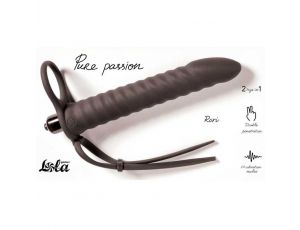 Strap on wibrujący Pure Passion Rori silikonowy czarny 16 cm