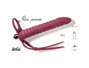 Strap on silikonowy Pure Passion Rori bordowy z wibracją