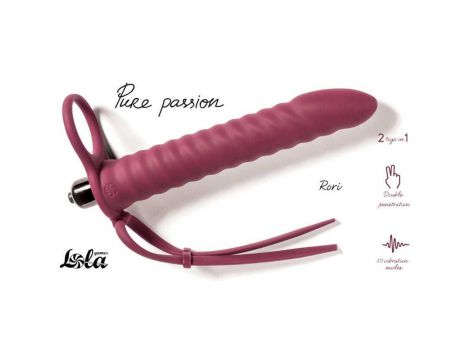 Strap on silikonowy Pure Passion Rori bordowy z wibracją
