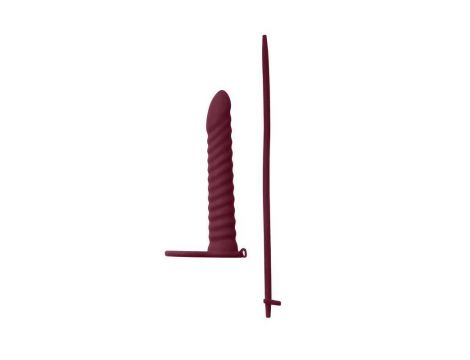 Strap on silikonowy Pure Passion Rori bordowy z wibracją - 3