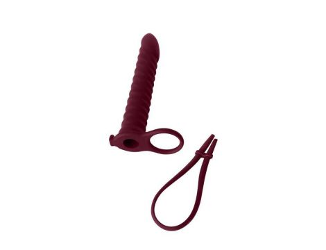 Strap on silikonowy Pure Passion Rori bordowy z wibracją - 4