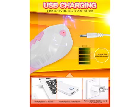 Wibrator króliczek silikonowy z pchnięciem i ogrzewaniem fioletowy USB - 19
