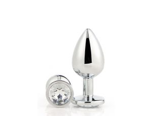 Aluminiowy korek analny Gleaming Love srebrny duży