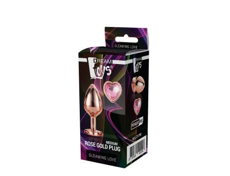 Korek analny Gleaming Love aluminiowy różowe złoto medium 3,4 cm - 7