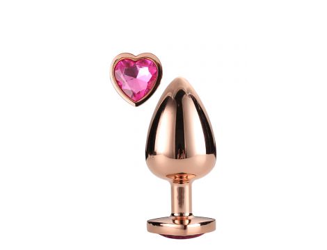 Duży korek analny z sercowym kamieniem Gleaming Love różowozłoty - 9