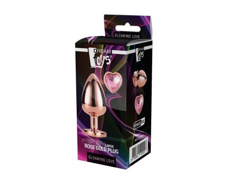 Duży korek analny z sercowym kamieniem Gleaming Love różowozłoty - 2