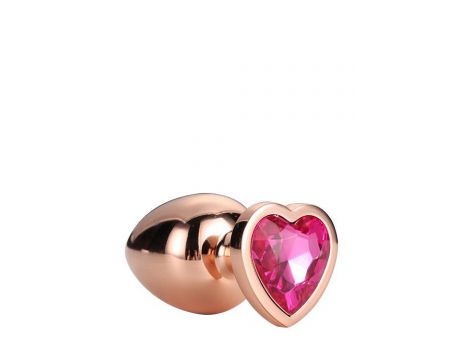 Duży korek analny z sercowym kamieniem Gleaming Love różowozłoty - 8
