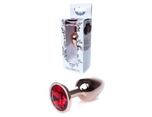Stalowy korek analny z diamencikiem czerwono złoty 7 cm HeavyFun